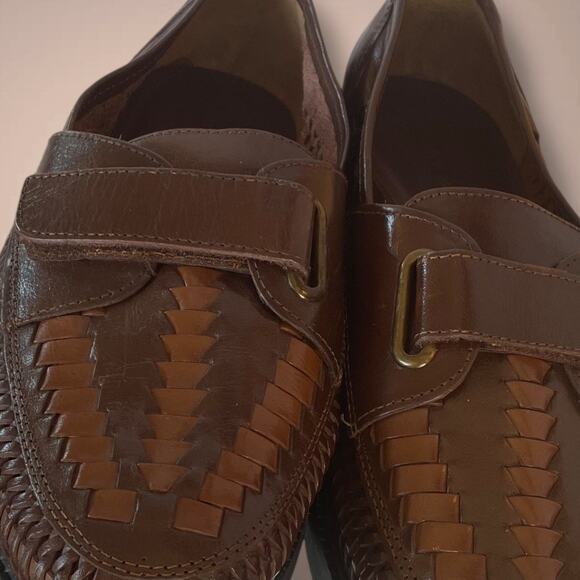 NWOT Men\'s 10 D DEER STAGS Brown Woven Adjustable Leather Loafers Really Nice main image 10